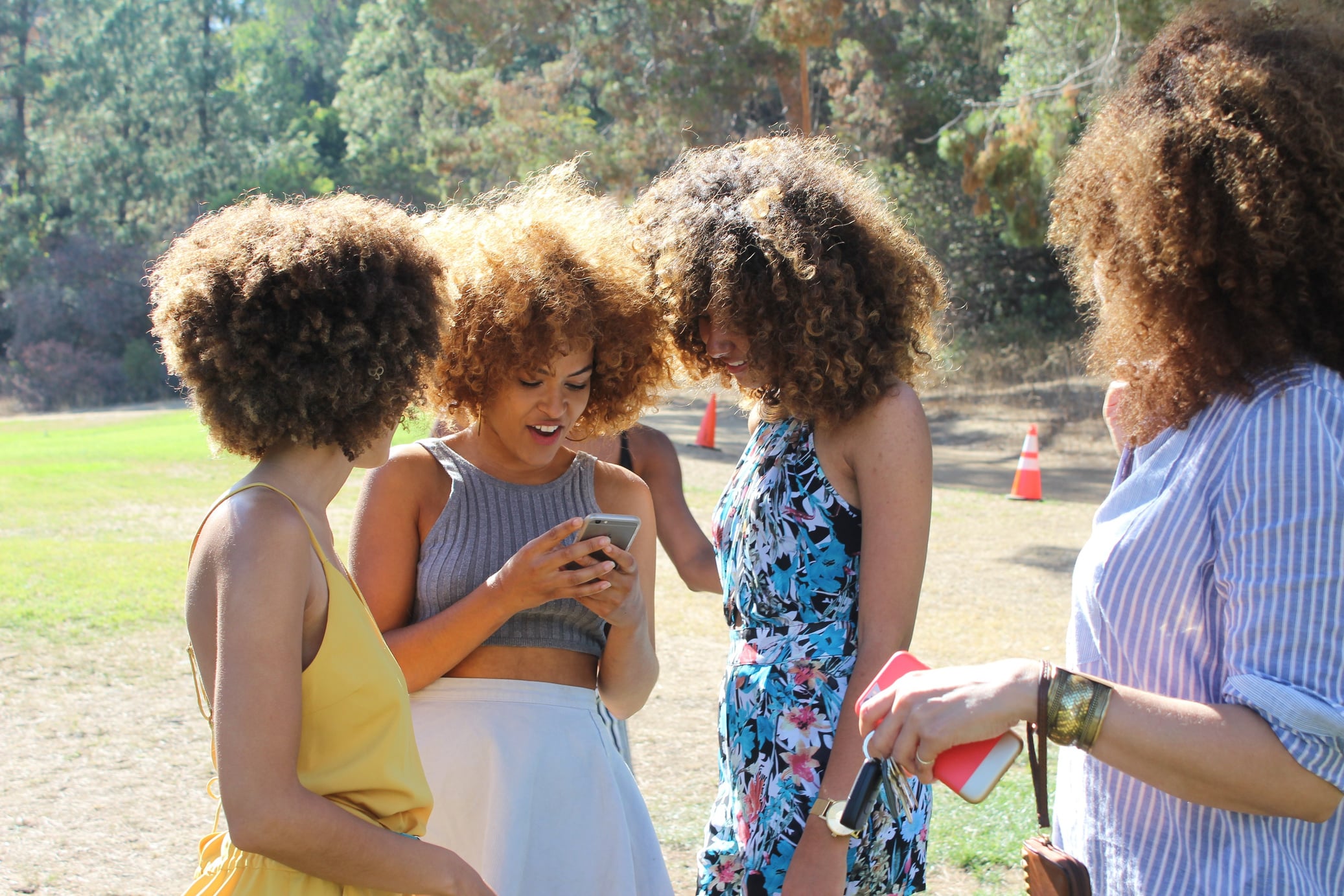 Girl Friends Outdoors Texting